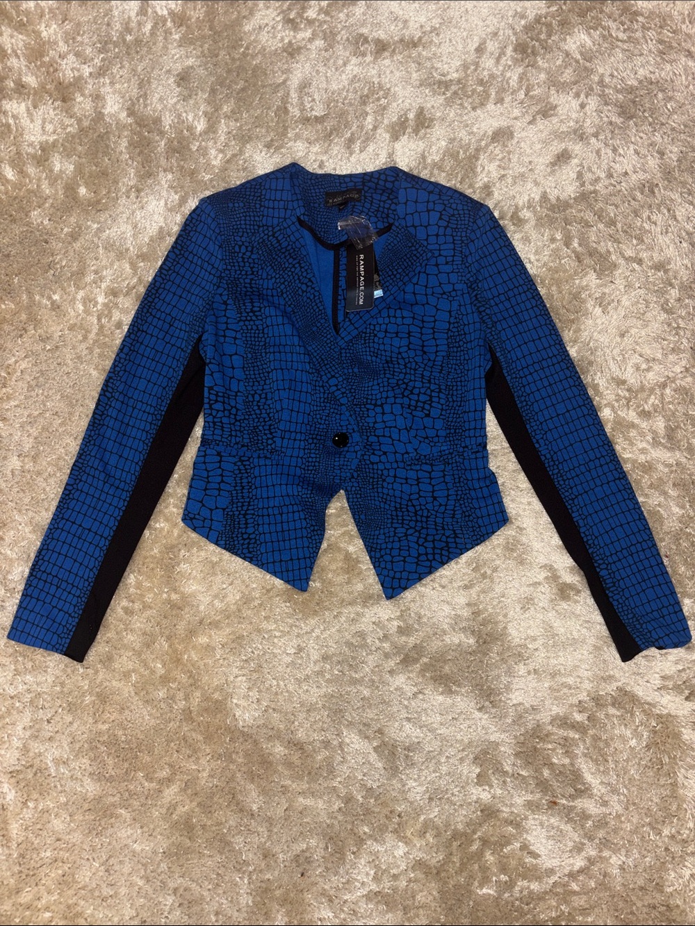 Rampage Blue Patterned Women's Blazer Jacket